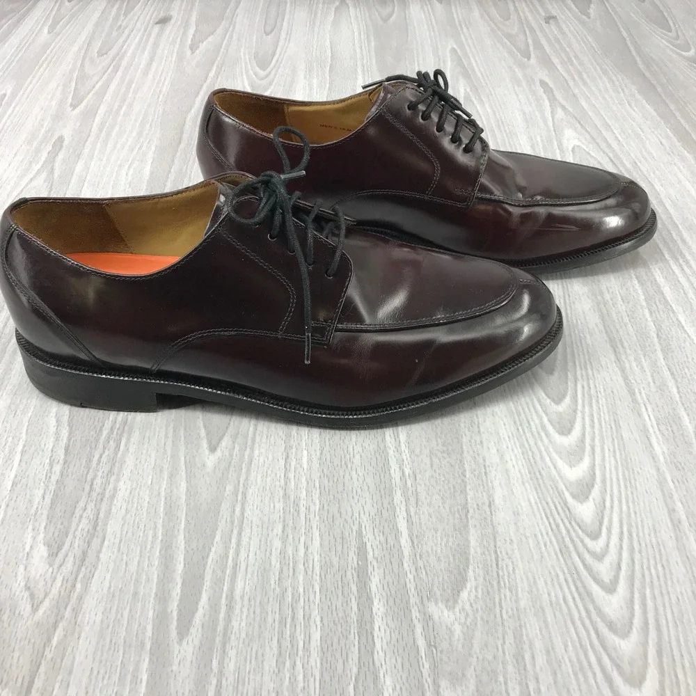 Cole Haan Grand.OS Mens Burgundy Leather Apron Toe Derby Dress Shoes C14204 10 M